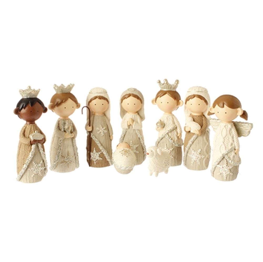 Winter Woodlands 9-Pc Faux Knit Nativity Set - Mellow Monkey