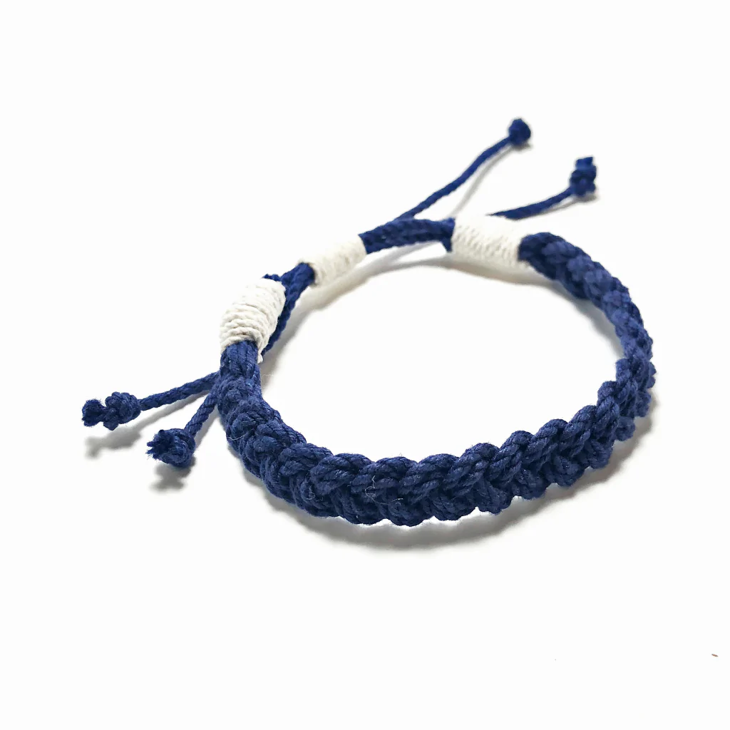 Mystic Knotworks Adjustable Woven Nautical Bracelet - Navy - Mellow Monkey