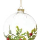 Clear Glass Ball Ornament - Faux Berries & Greenery - Mellow Monkey