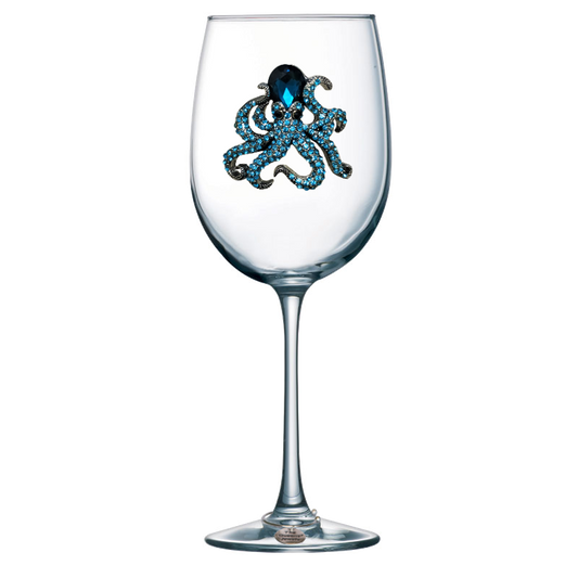 Octopus Jeweled Stemmed Wine Glass with Wine Charm - Mellow Monkey