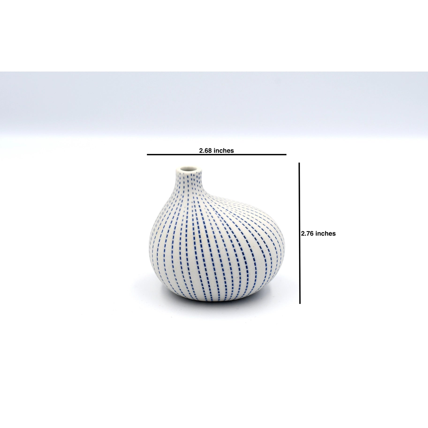 Omo Mini Porcelain Bud Vase - White With Blue Dots - 2.68"W x 2.76"H - Mellow Monkey