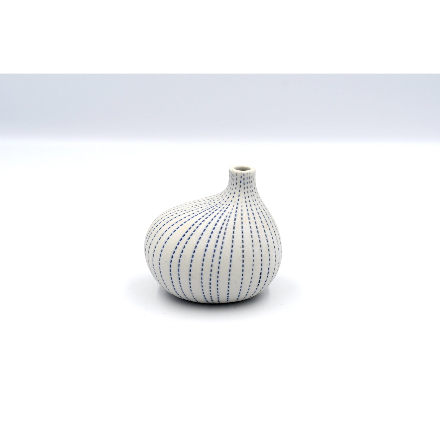 Omo Mini Porcelain Bud Vase - White With Blue Dots - 2.68"W x 2.76"H - Mellow Monkey