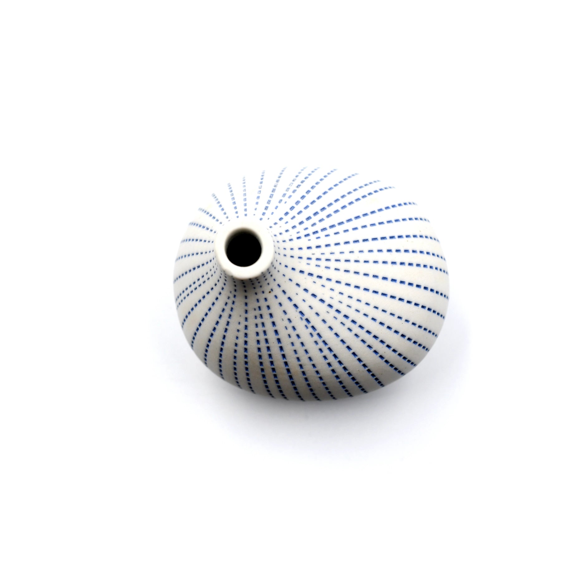 Omo Mini Porcelain Bud Vase - White With Blue Dots - 2.68"W x 2.76"H - Mellow Monkey