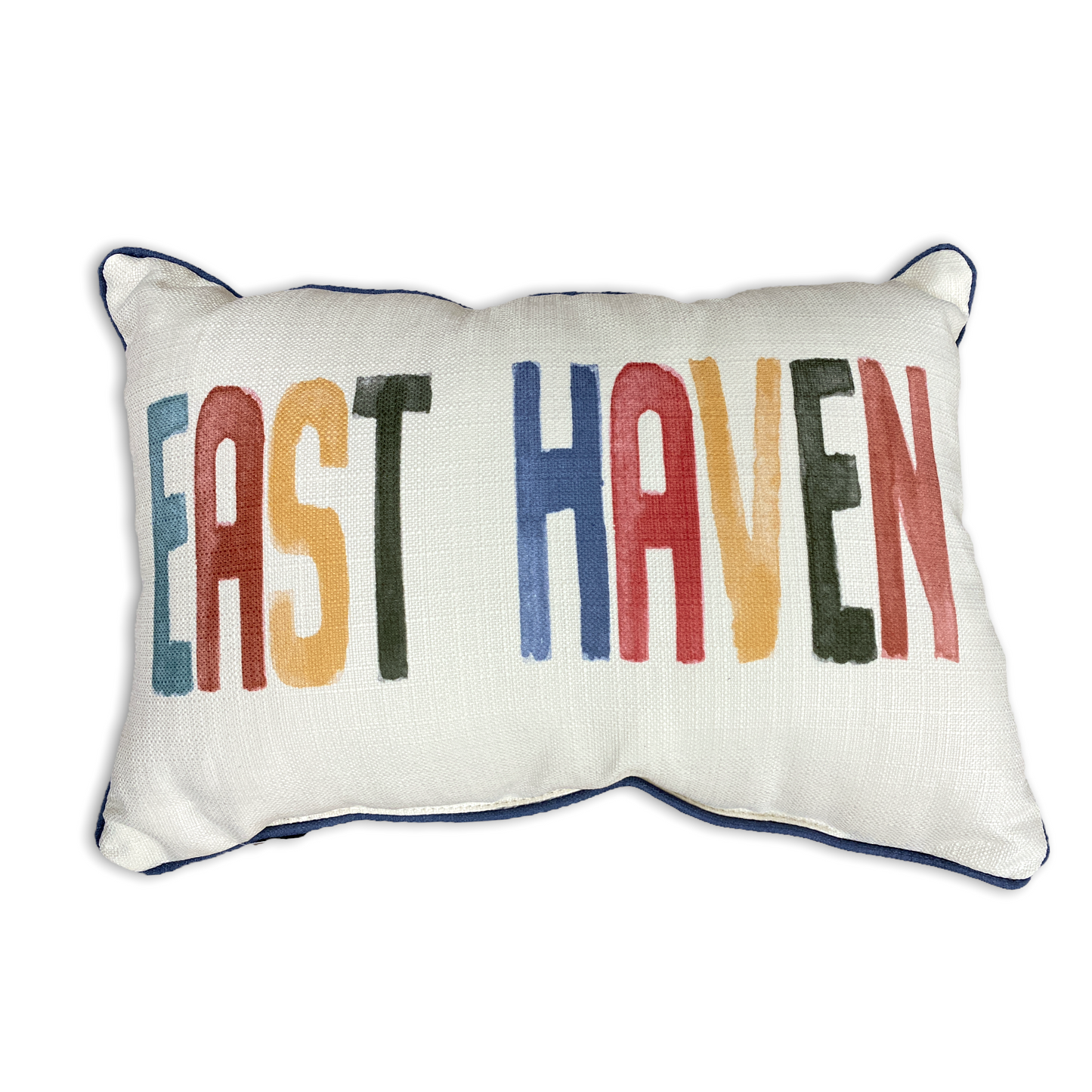 East Haven Connecticut Color Block Throw Pillow with Blue Piping - 19-in - Mellow Monkey