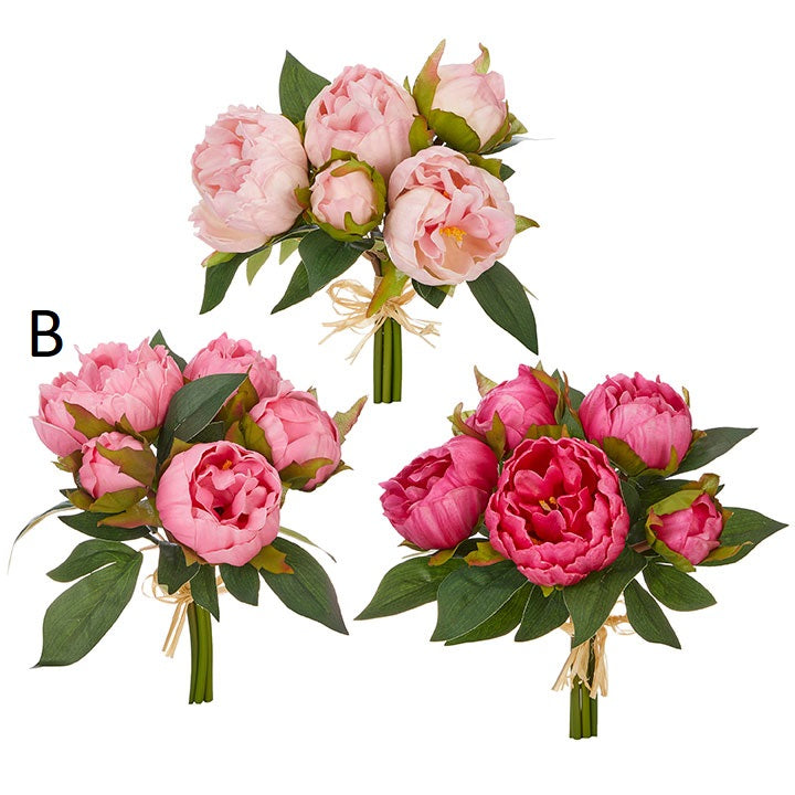 Real Touch Peony Bouquet Bundle 10-1/2-in - Mellow Monkey