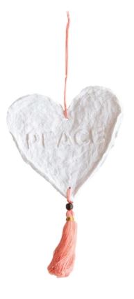 Recycled Paper Mache Heart Ornament - 5-in - 4 Styles - Mellow Monkey