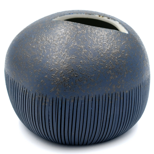 Pebble Porcelain Bud Vase - Navy - 3.15"W x 2.76"H - Mellow Monkey