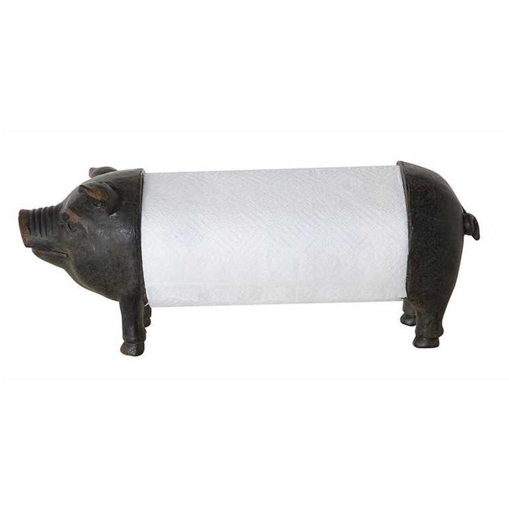 Metal & Resin Pig Paper Towel Holder - Mellow Monkey