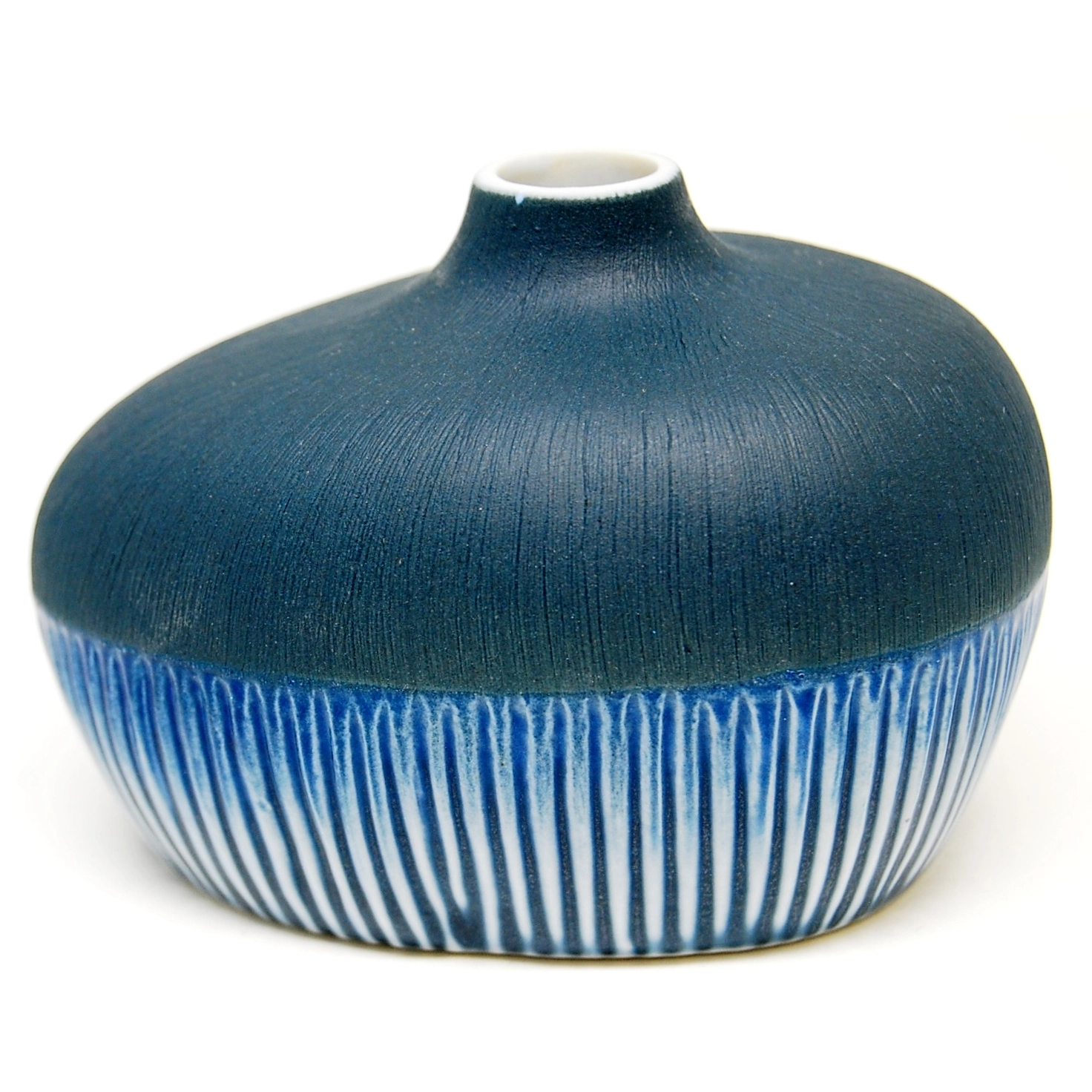 Gugu Pim Porcelain Bud Vase - Blue - 3.04"W x 2.76"H - Mellow Monkey