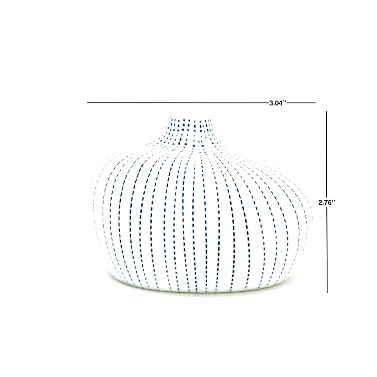 Gugu Pim Porcelain Bud Vase - Blue Dots On White - 3.04"W x 2.76"H - Mellow Monkey