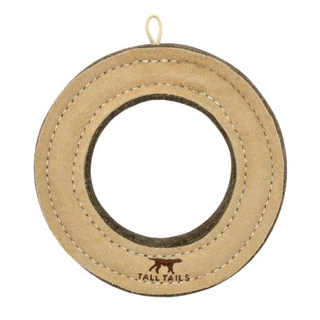 Natural Leather Ring Dog Toy - 7-in - Mellow Monkey