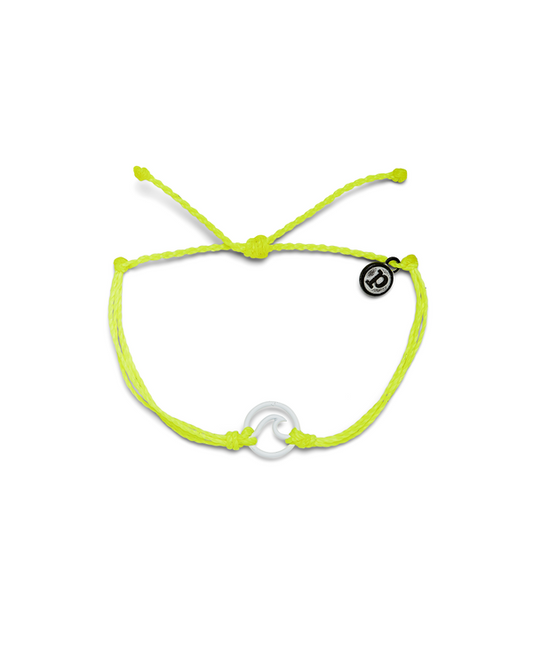 Puravida White Enamel Wave Charm Bracelet - Neon Yellow - Mellow Monkey