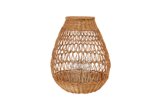 20"H Handwoven Rattan Lantern with Glass Insert - Mellow Monkey
