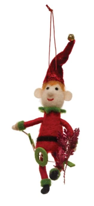 Wool Felt Elf Ornament - 5-1/2-in - Mellow Monkey