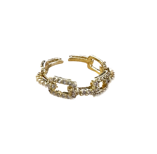 Square Link Chain Ring - Adjustable Gold Plated - Mellow Monkey