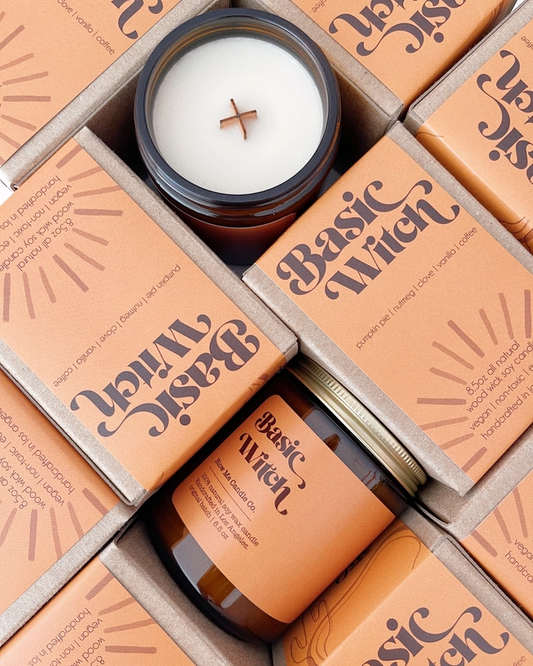 Basic Witch - Soy Candle - Pumpkin Pie, Clove, Nutmeg, Vanilla, & Coffee - 8-1/2-oz - Mellow Monkey