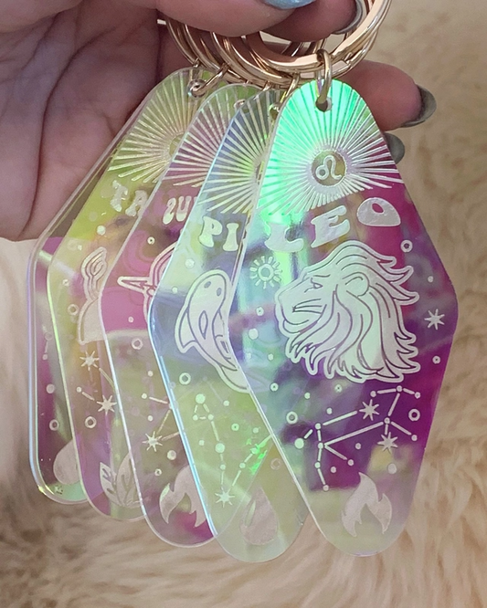 Magical Iridescent Holographic Zodiac Keychain - Mellow Monkey