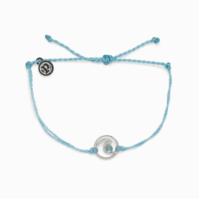 Puravida Shimmering Wave Charm Bracelet - Silver Crystal Blue - Mellow Monkey