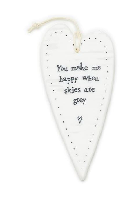 You Make Me Happy When Skies Are Grey - Porcelain Heart - 5-1/4-in - Mellow Monkey