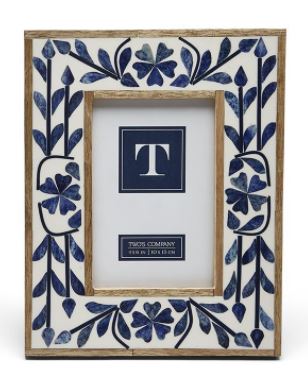 Indigo Flower Bone Inlay 4" x 6" Photo Frame - Mellow Monkey