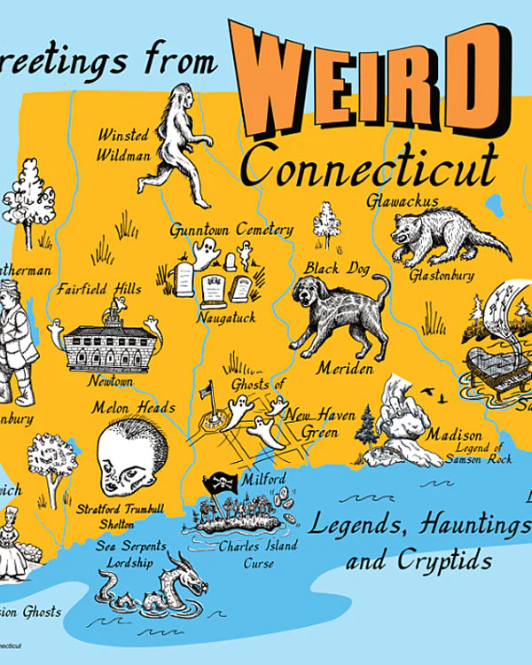 Greetings From Weird Connecticut - Poster Print - 11-in x 17-in - Mellow Monkey