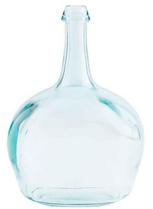 Clear (Green Tinted) Bottleneck Glass Vase - 11-in - Mellow Monkey