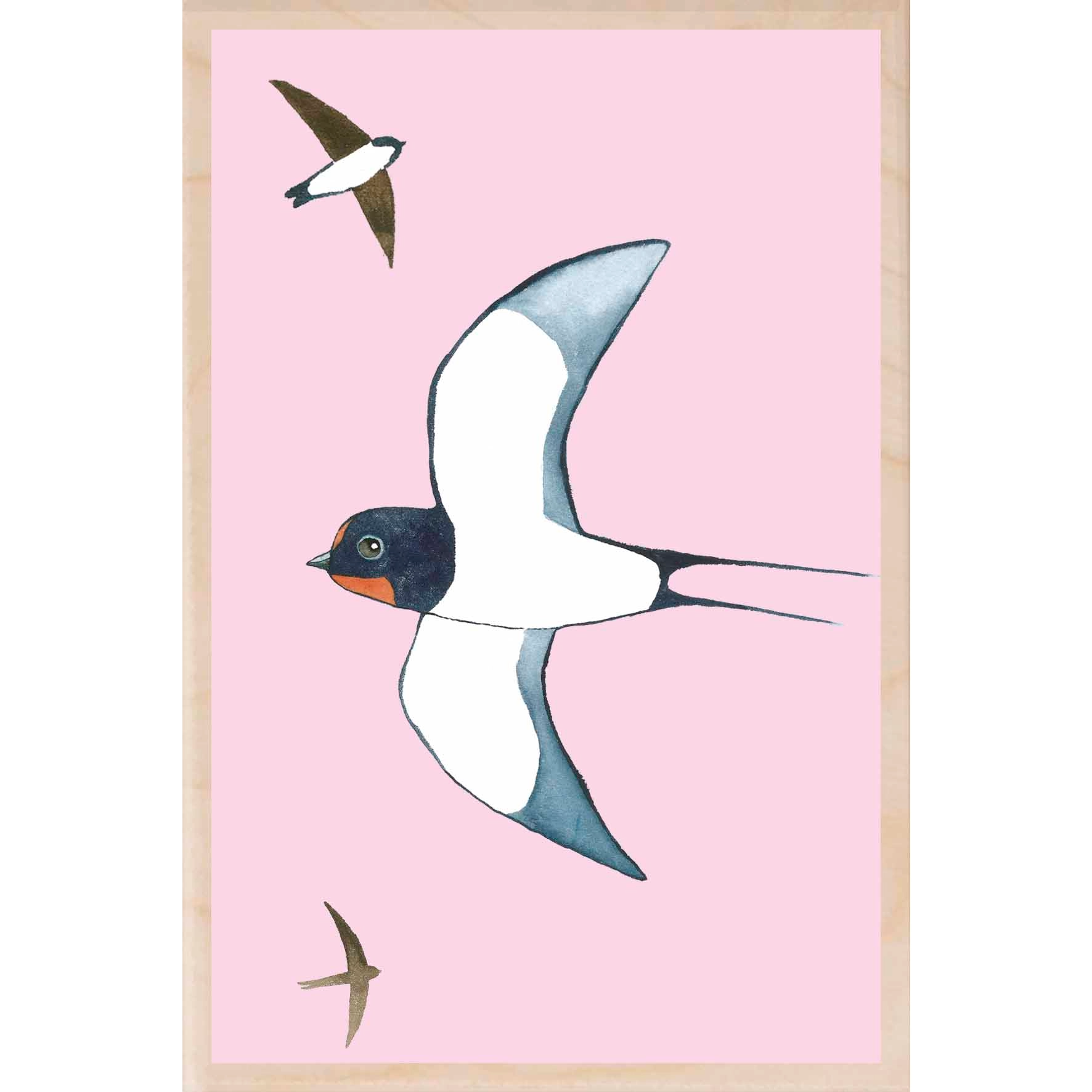 Swallows In Flight Wooden Postcard - Matt Sewell Birds - Mellow Monkey