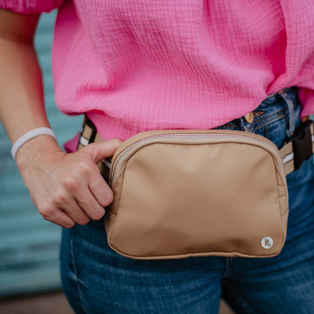 lululemon allspice belt bag Tan Solid Belt Bag With Striped Strap