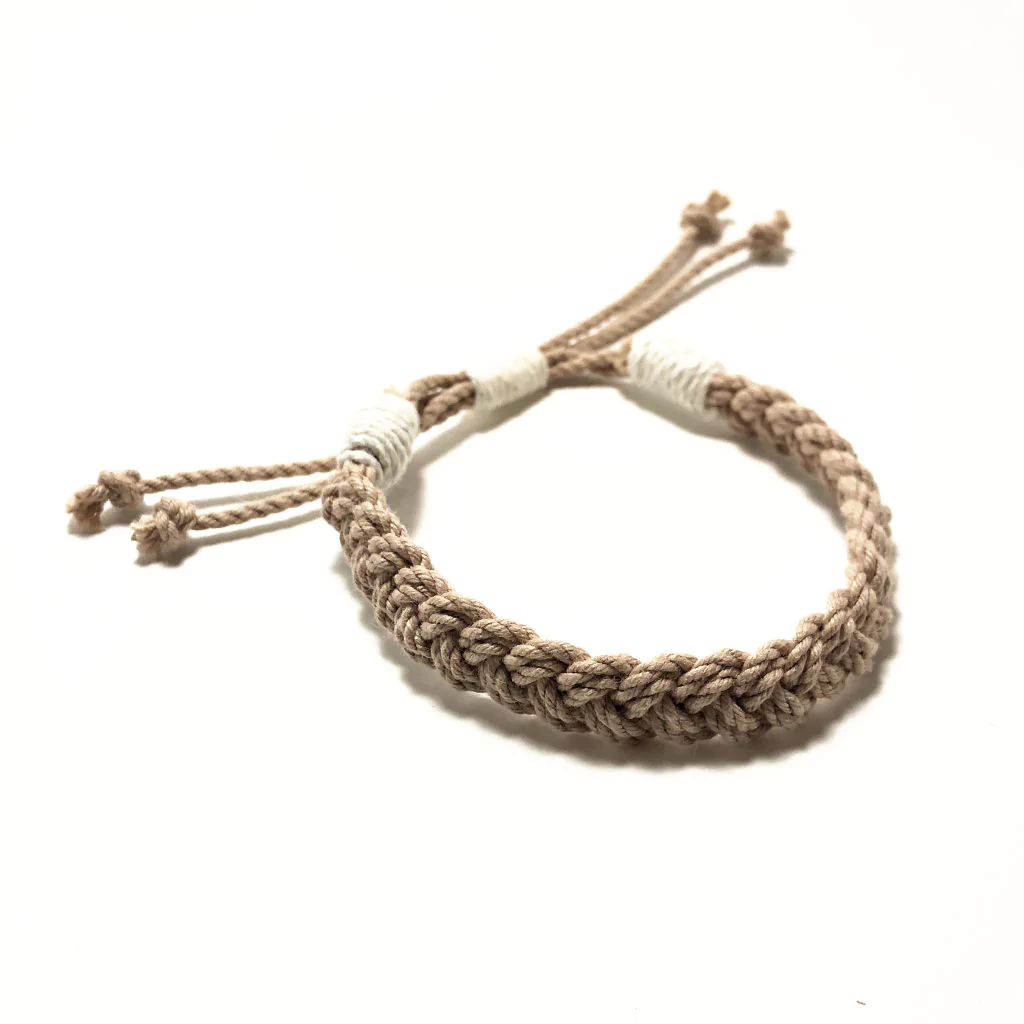 Mystic Knotworks Adjustable Woven Nautical Bracelet - Tan - Mellow Monkey