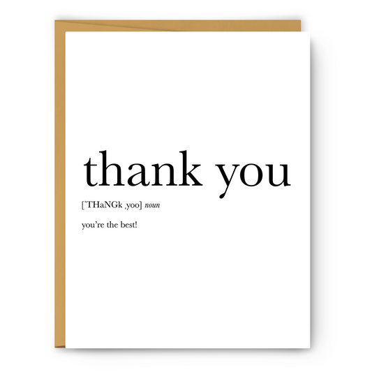 Footnotes - Thank You Definition - Greeting Card - Mellow Monkey