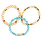 Wood and Bead Stretch Stacking Bracelets - Set of 3 - Wood Stone and Zinc Alloy - Mellow Monkey