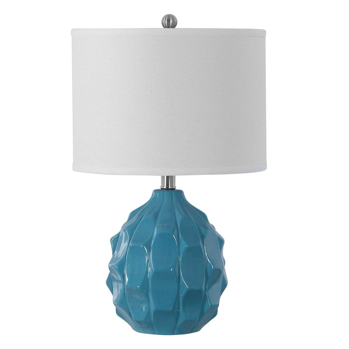 Scalloped Light Blue Ceramic Table Lamp - 21-in - Mellow Monkey