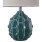 Scalloped Light Olive Gray Ceramic Table Lamp - 21-in - Mellow Monkey