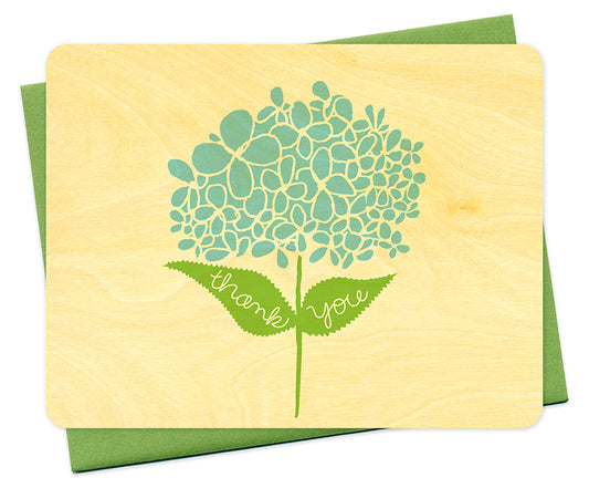 Hydrangea Real Wood Greeting Card - Mellow Monkey