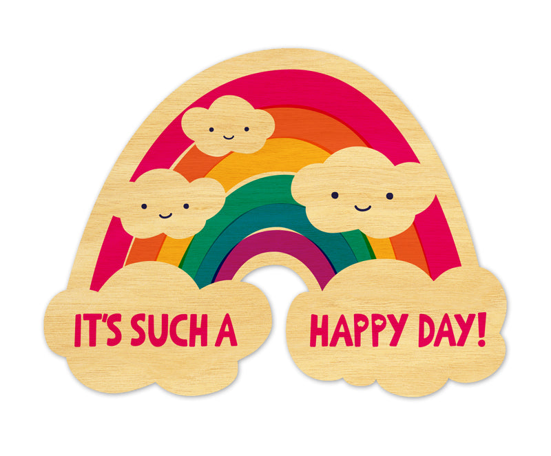 It's Such A Happy Day Rainbow Real Wood Greeting Card - Mellow Monkey