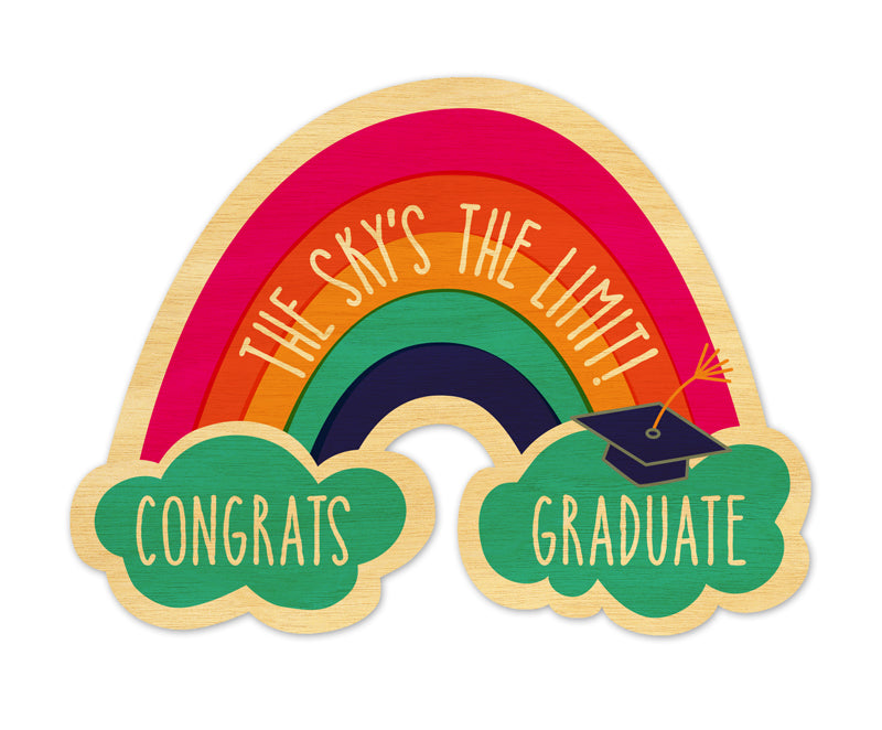 Graduation Congratulations Rainbow Real Wood Greeting Card - Mellow Monkey