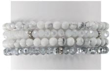 Mini Gemstone and Crystal Bracelet Set - White Turquoise - Mellow Monkey