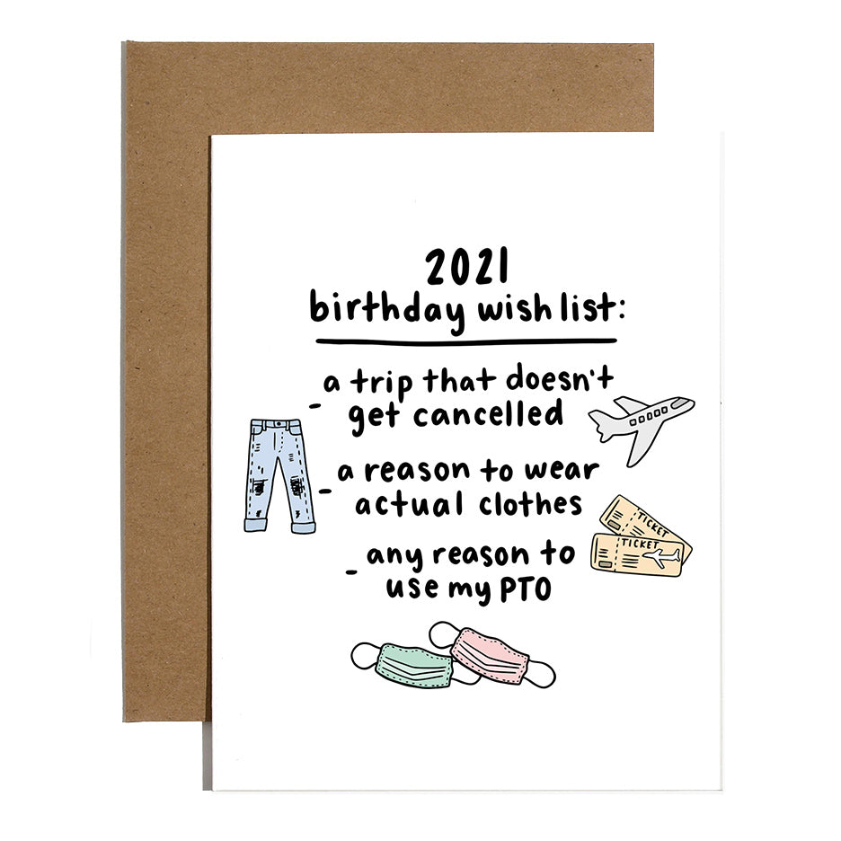 2021 Birthday Wishlist - Birthday Card - Mellow Monkey