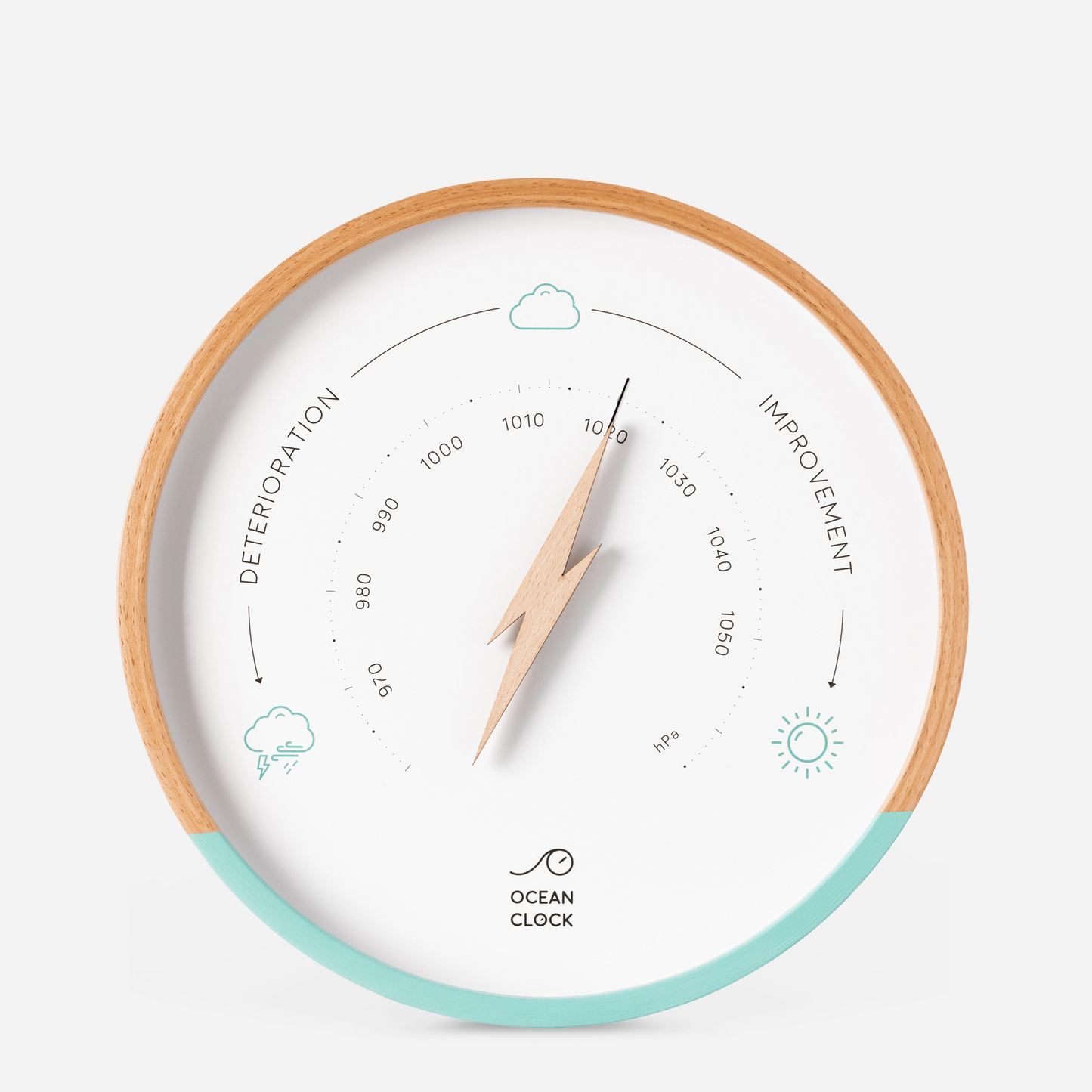 White And Turquoise Wood Weather Barometer - Mellow Monkey