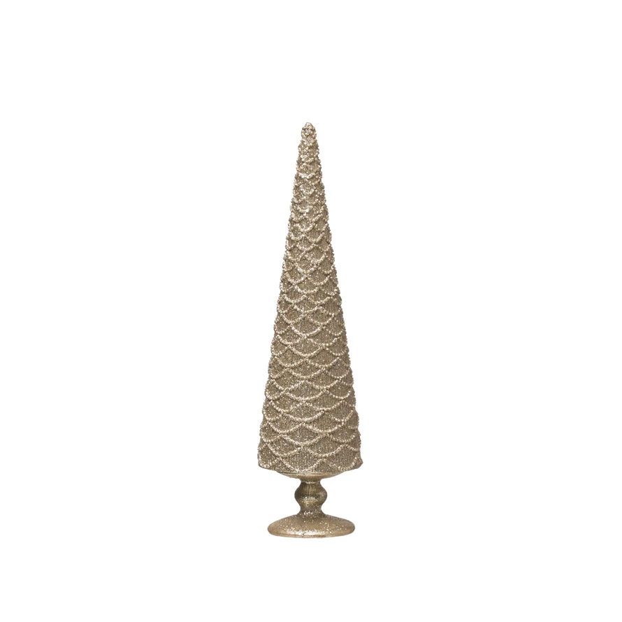 Embossed Tree with Champagne Finish - 10-1/4-in - Mellow Monkey