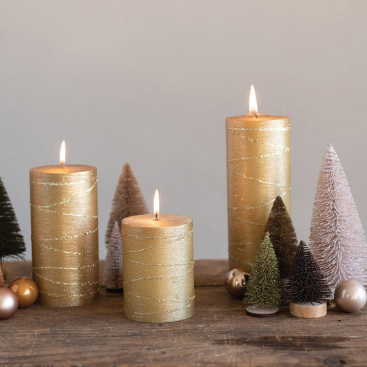 Gold Metallic Pillar Candle - Unscented - Mellow Monkey