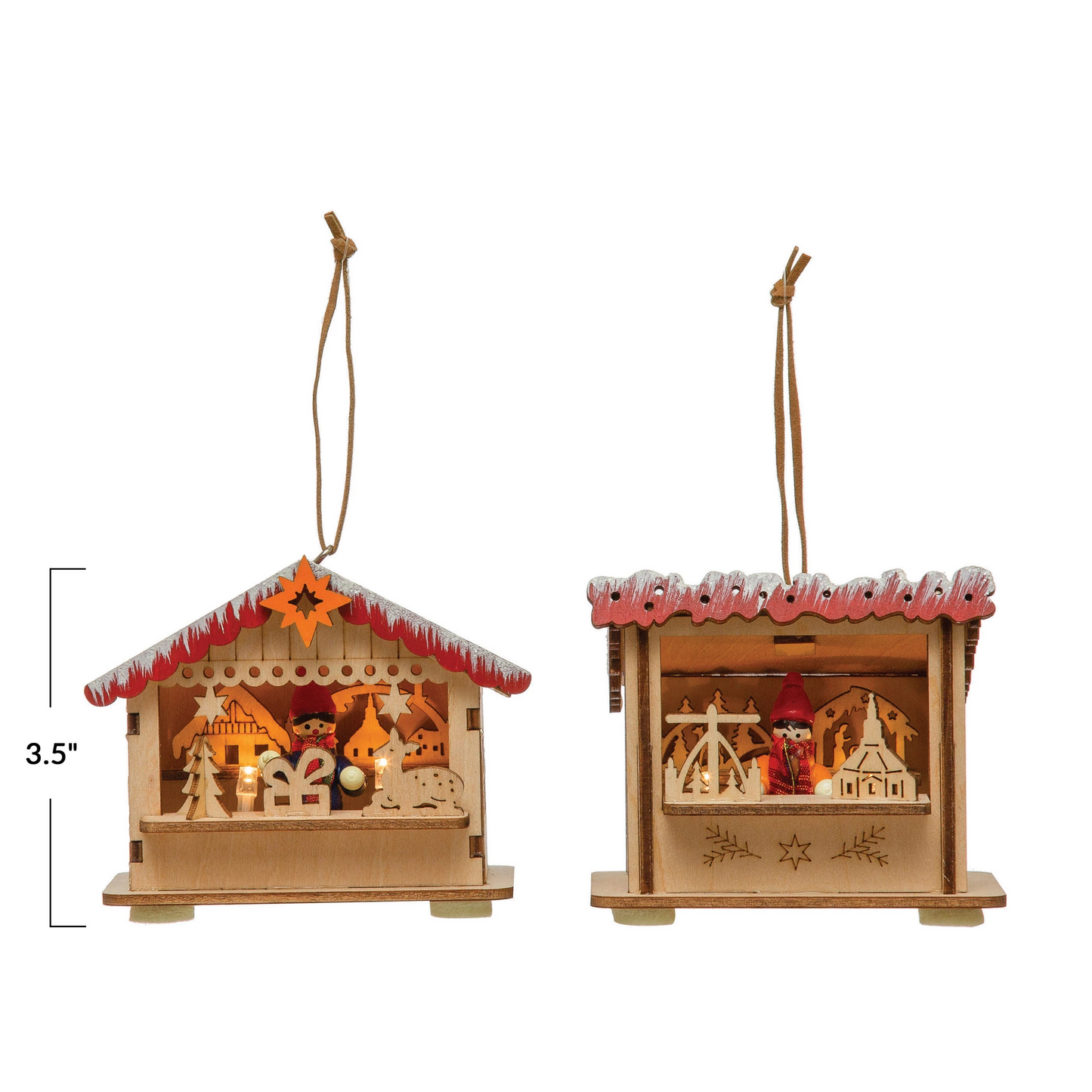Holiday Vendor Stall with LED Light - Ornament - 3-3/4-in - Mellow Monkey