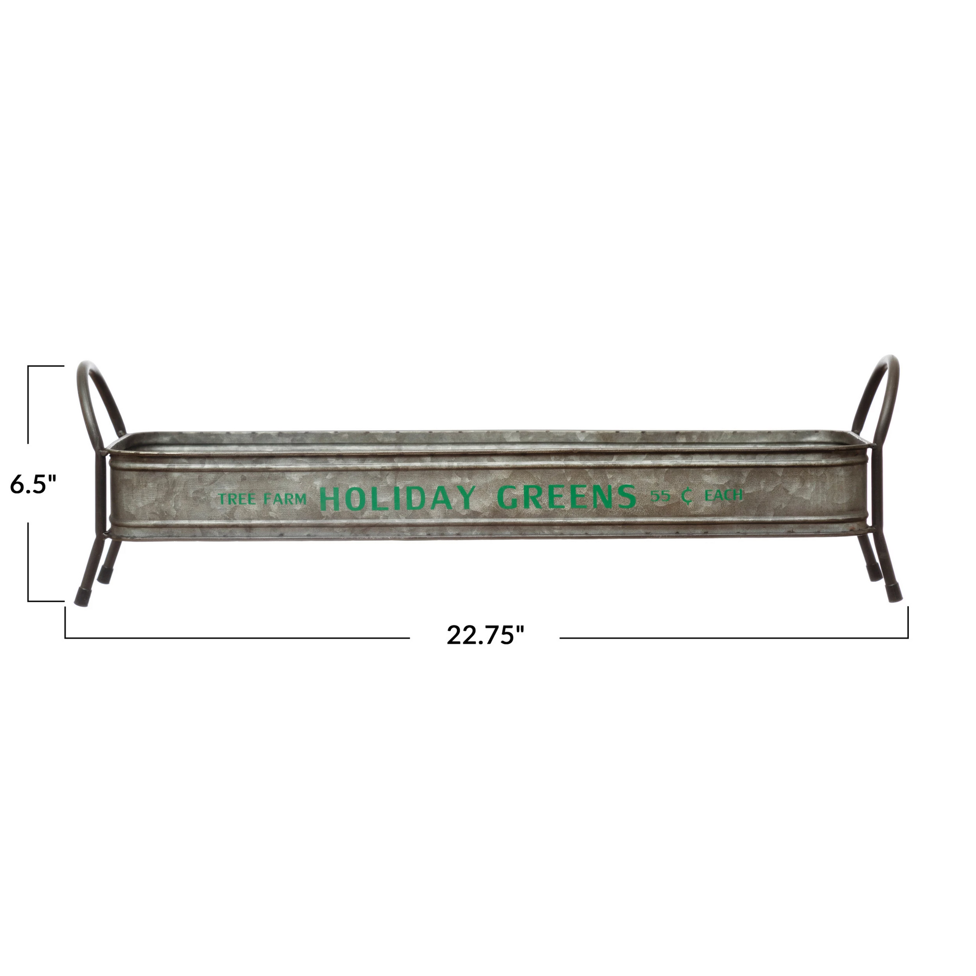 Holiday Greens Metal Tray with Handles - 22-3/4-in - Mellow Monkey