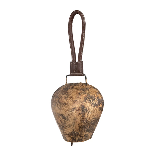 Metal Bell With Leather Hanger - 14-in - Mellow Monkey