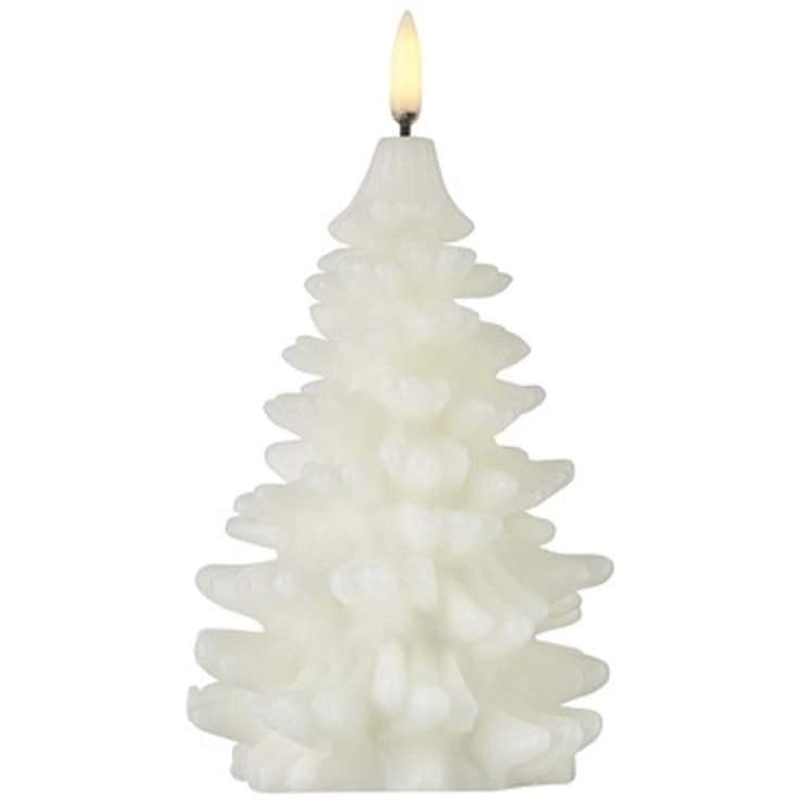 Uyuni LED Realistic Electronic Flame Wax Candle - White Christmas Tree - 7-in - Mellow Monkey