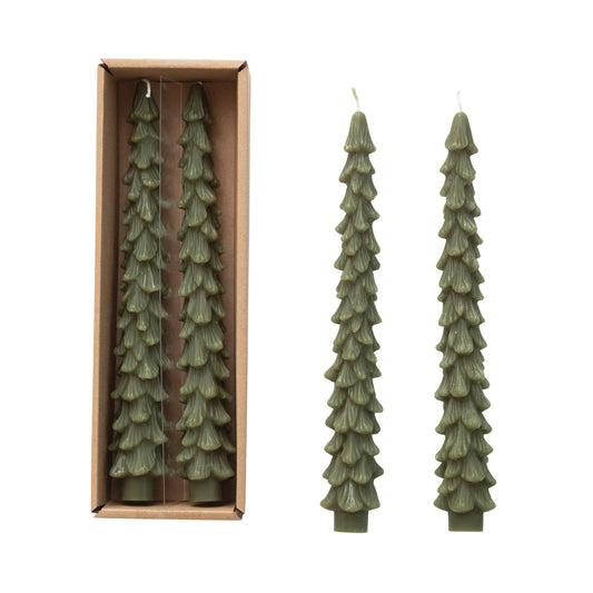 Unscented Tree Shaped Taper Candles - Set of 2 - 10"H - Mellow Monkey