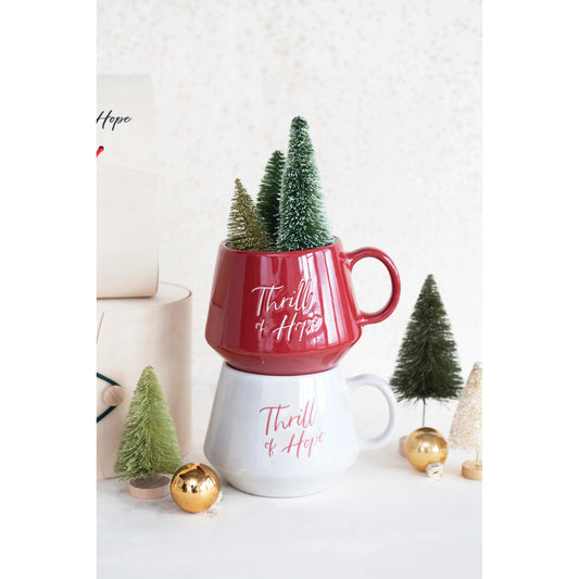 Thrill of Hope - Stoneware Holiday Mug in Wooden Box - 18-oz - Mellow Monkey