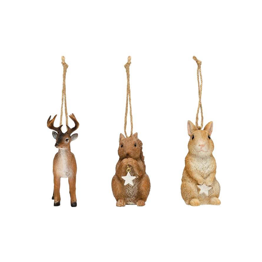Resin Forest Animal Ornaments - 4-1/4" - Mellow Monkey