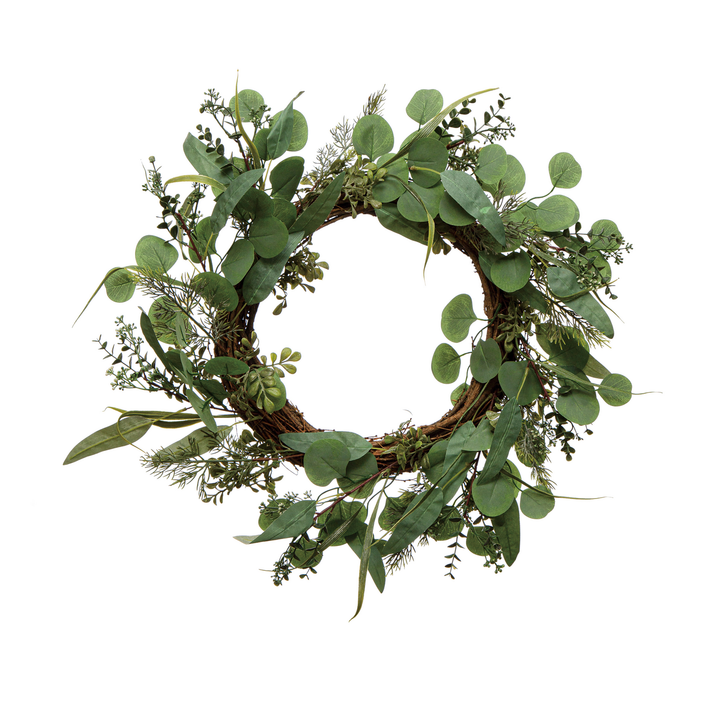 Faux Mixed Greenery Round Wreath - 23-inch - Mellow Monkey