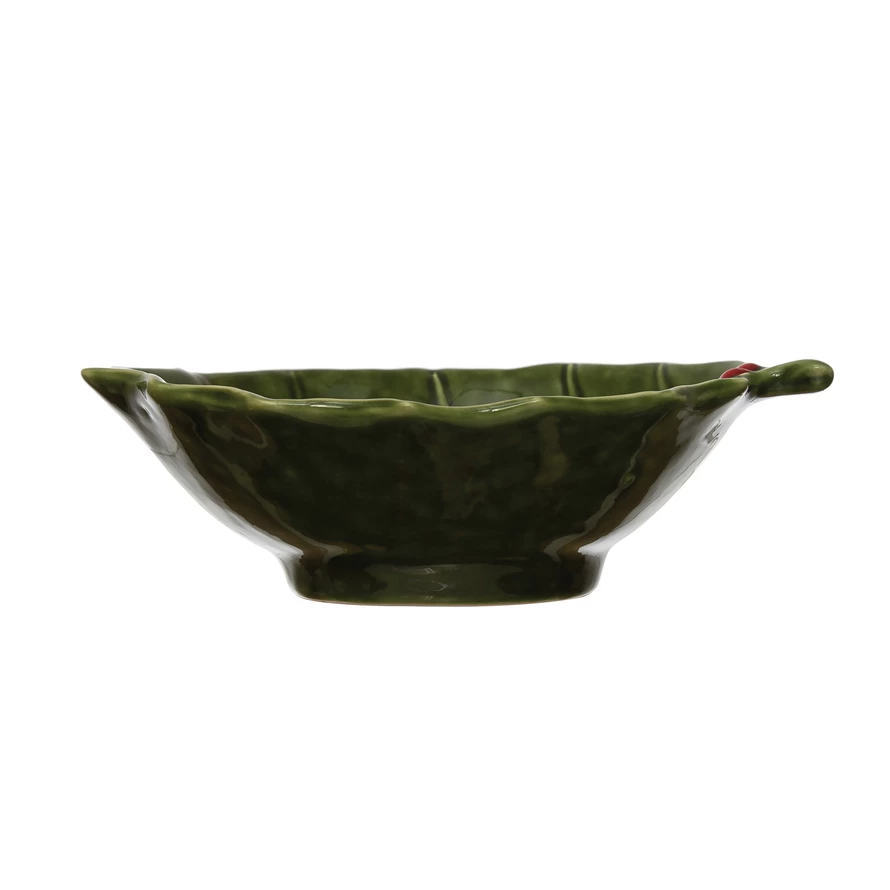 Stoneware Holly Leaf Bowl - 5-3/4-in - Mellow Monkey